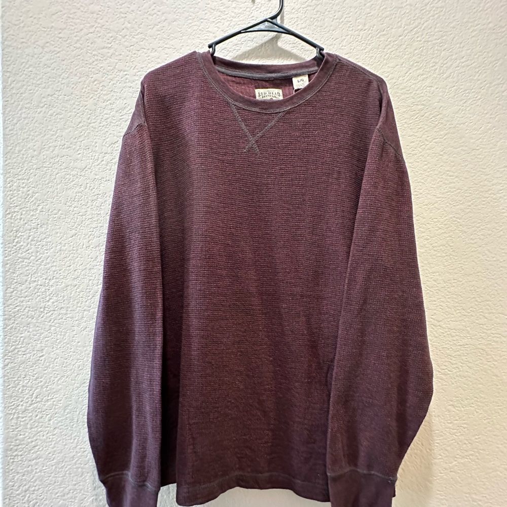 RedHead Brand Co. L Waffle Knit Tee Dark Red
